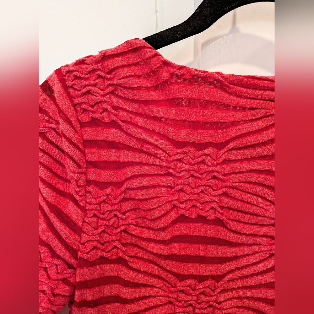 ECI Red Textured Short Sleeve Top | Xsmall - Picture 3 of 4